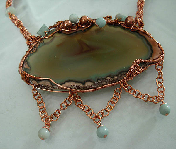 agate natural copper necklace